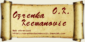 Ozrenka Kecmanović vizit kartica